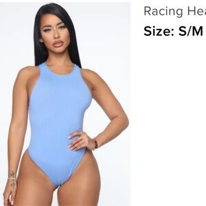 Fashion Nova blue bodysuit size S